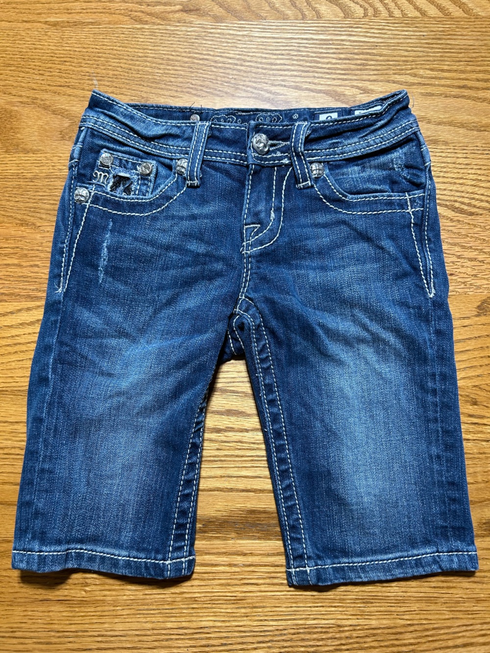 Miss Me Girls Bermuda Jean Shorts Dark Wash Size 8